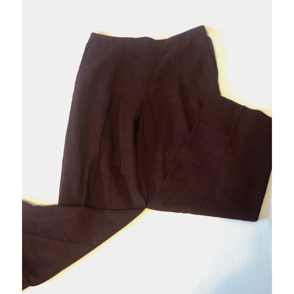 Madewell Maroon Easy Pull-On Pant in 100% Linen, Size Large, AG1.C1000 - Picture 4 of 10